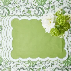 Serena Applique Green Placemats (Set Of 4)|Mrs. Alice Outlet
