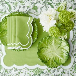 Serena Applique Green Placemats (Set Of 4)|Mrs. Alice Outlet