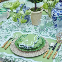 Serena Applique Green Placemats (Set Of 4)|Mrs. Alice Outlet