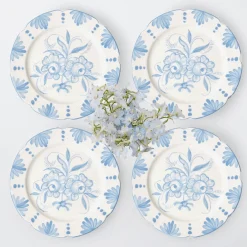 Seville Blue Gardenia Dinner Plate (Set Of 4)|Mrs. Alice