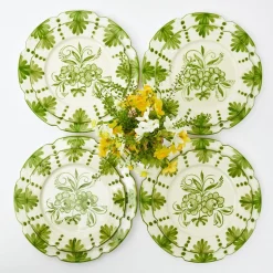 Seville Green Gardenia Dinner & Starter Plates (Set Of 8)|Mrs. Alice