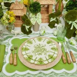 Seville Green Gardenia Dinner & Starter Plates (Set Of 8)|Mrs. Alice
