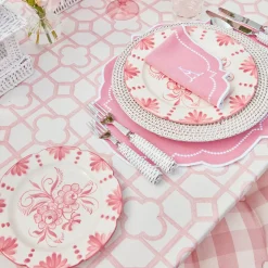 Seville Pink Gardenia Dinner & Starter Plates (Set Of 8)|Mrs. Alice Online