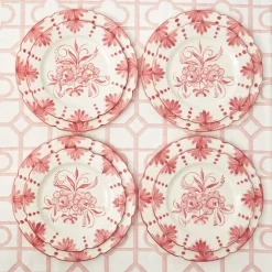 Seville Pink Gardenia Dinner & Starter Plates (Set Of 8)|Mrs. Alice Online