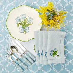 Sky Blue Linen Tulip Napkins (Set Of 4)|Mrs. Alice Hot