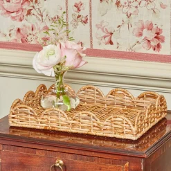 Small Scalloped Rattan Tray|Mrs. Alice New