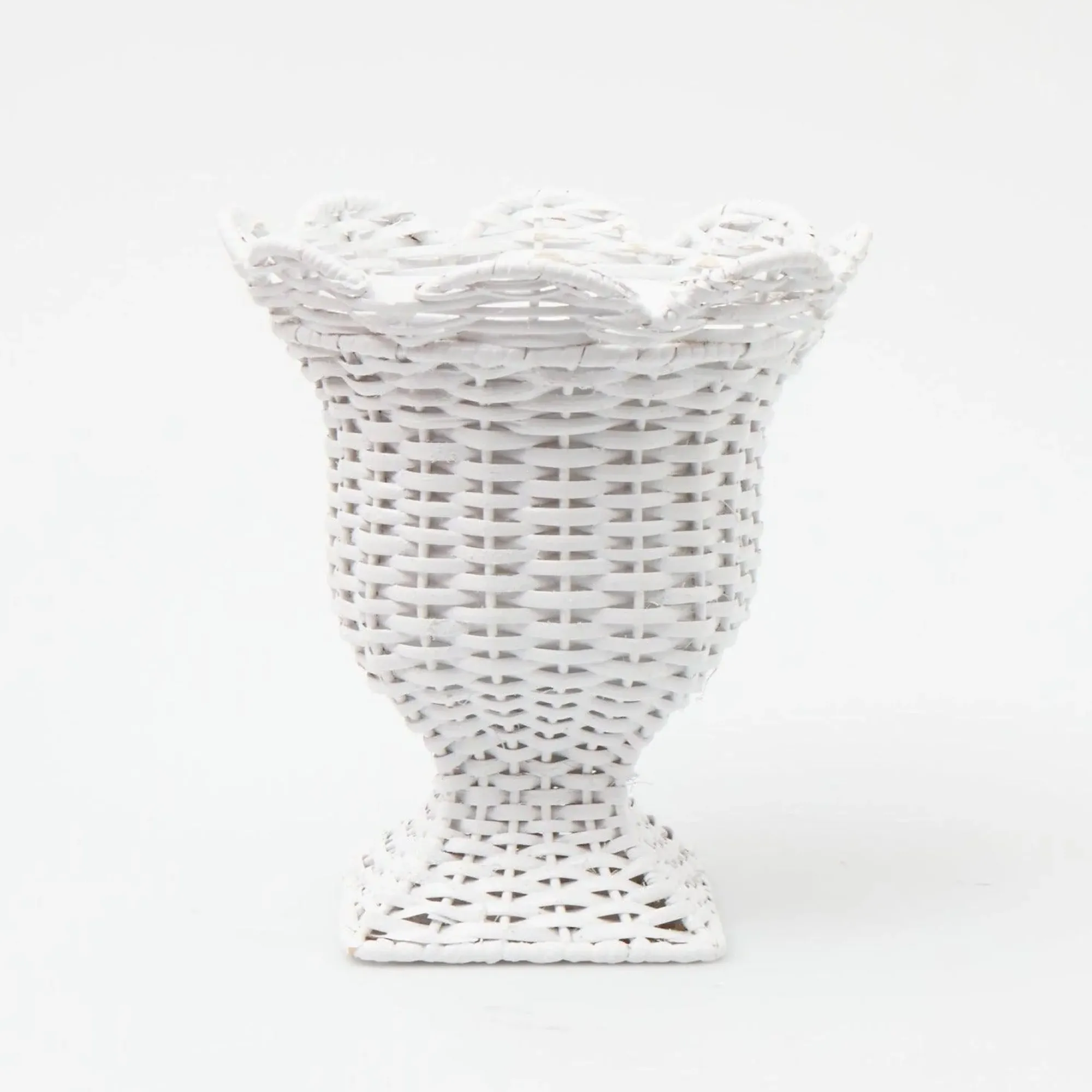 Small White Rattan Urn Vase|Mrs. Alice