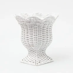 Small White Rattan Urn Vase|Mrs. Alice Discount