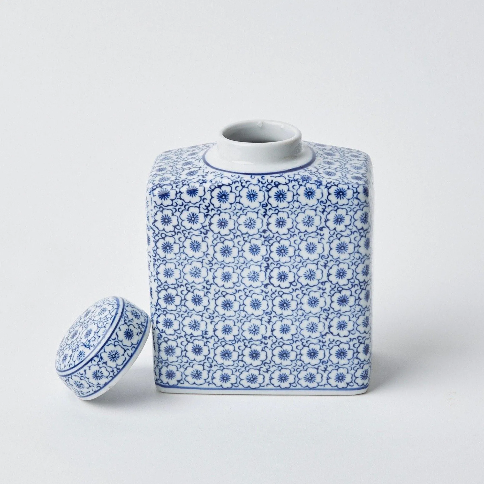 Square Floral Print Ginger Jar|Mrs. Alice New
