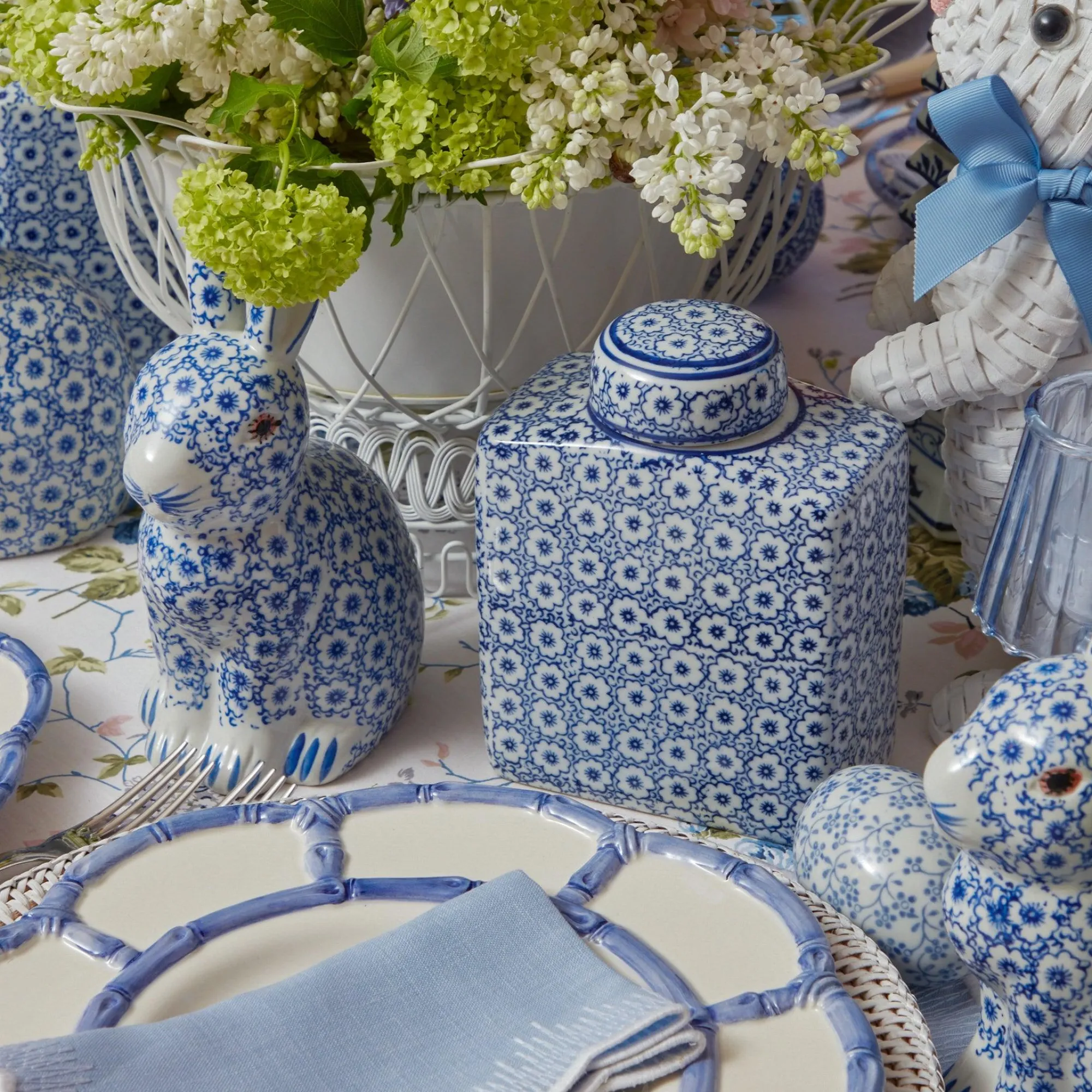 Square Floral Print Ginger Jar|Mrs. Alice New