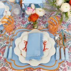 Sylvie Blue & Orange Placemats (Set Of 4)|Mrs. Alice