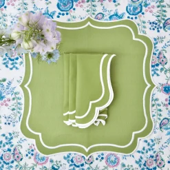 Sylvie Green Embroidered Napkins (Set Of 4)|Mrs. Alice Discount