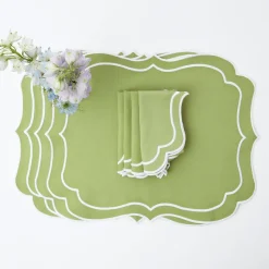 Sylvie Green Embroidered Placemats (Set Of 4)|Mrs. Alice Outlet