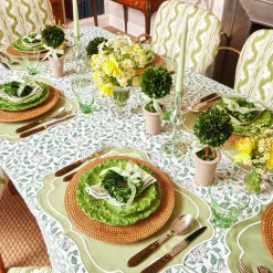 Sylvie Green Embroidered Placemats (Set Of 4)|Mrs. Alice Outlet
