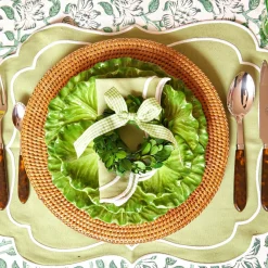 Sylvie Green Embroidered Placemats (Set Of 4)|Mrs. Alice Outlet