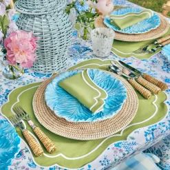 Sylvie Green Embroidered Placemats (Set Of 4)|Mrs. Alice Outlet