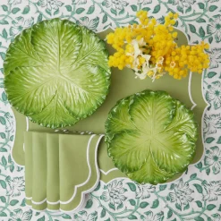 Sylvie Green Embroidered Placemats & Napkins (Set Of 4)|Mrs. Alice Discount