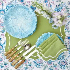 Sylvie Green Embroidered Placemats & Napkins (Set Of 4)|Mrs. Alice Discount