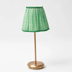 Tall Rechargeable Lamp With Green Lotus Lampshade|Mrs. Alice Outlet