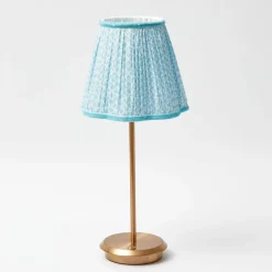 Tall Rechargeable Lamp With Baby Blue Lotus Lampshade|Mrs. Alice Hot