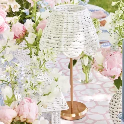 Tall Rechargeable Lamp With White Seagrass Lampshade|Mrs. Alice New