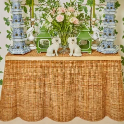Vivienne Rattan Scalloped Console Table|Mrs. Alice Best