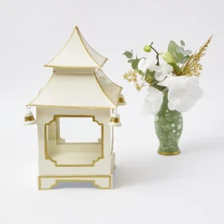White & Gold Pagoda Lantern|Mrs. Alice Discount