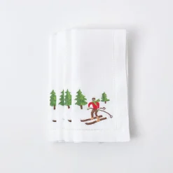 White Embroidered Skier Napkins (Set Of 4)|Mrs. Alice Outlet