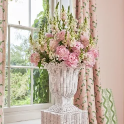White Liliana Scalloped Rattan Urn|Mrs. Alice Best