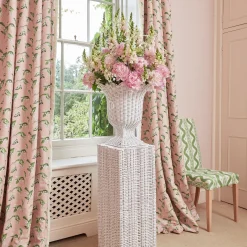 White Liliana Scalloped Rattan Pedestal And Urn|Mrs. Alice Online