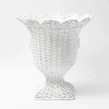 White Liliana Scalloped Rattan Urn|Mrs. Alice Sale