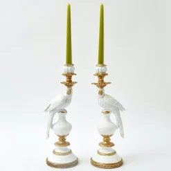 White Parrot Candle Holder (Pair)|Mrs. Alice Sale