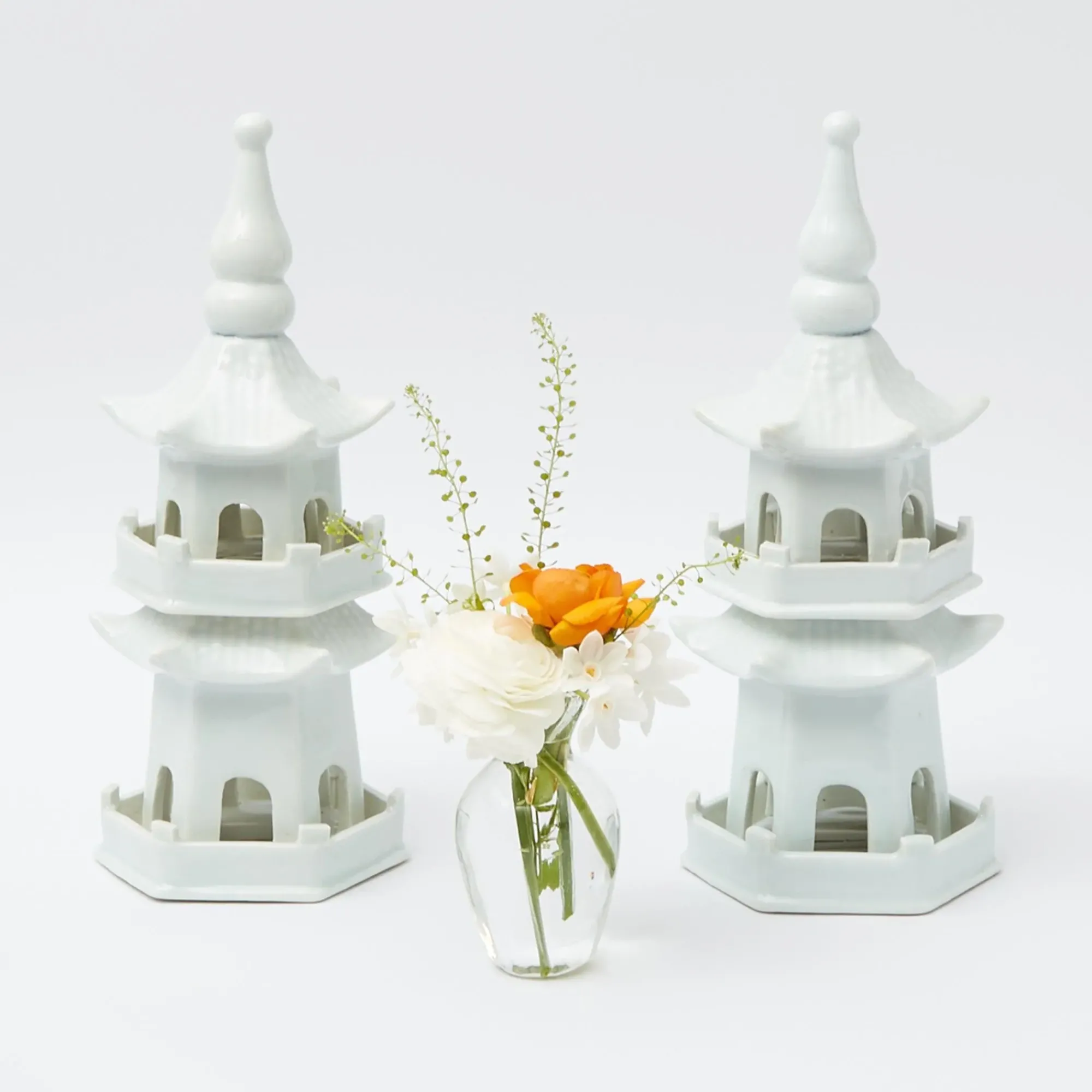 White Porcelain Pagodas (Pair)|Mrs. Alice Sale
