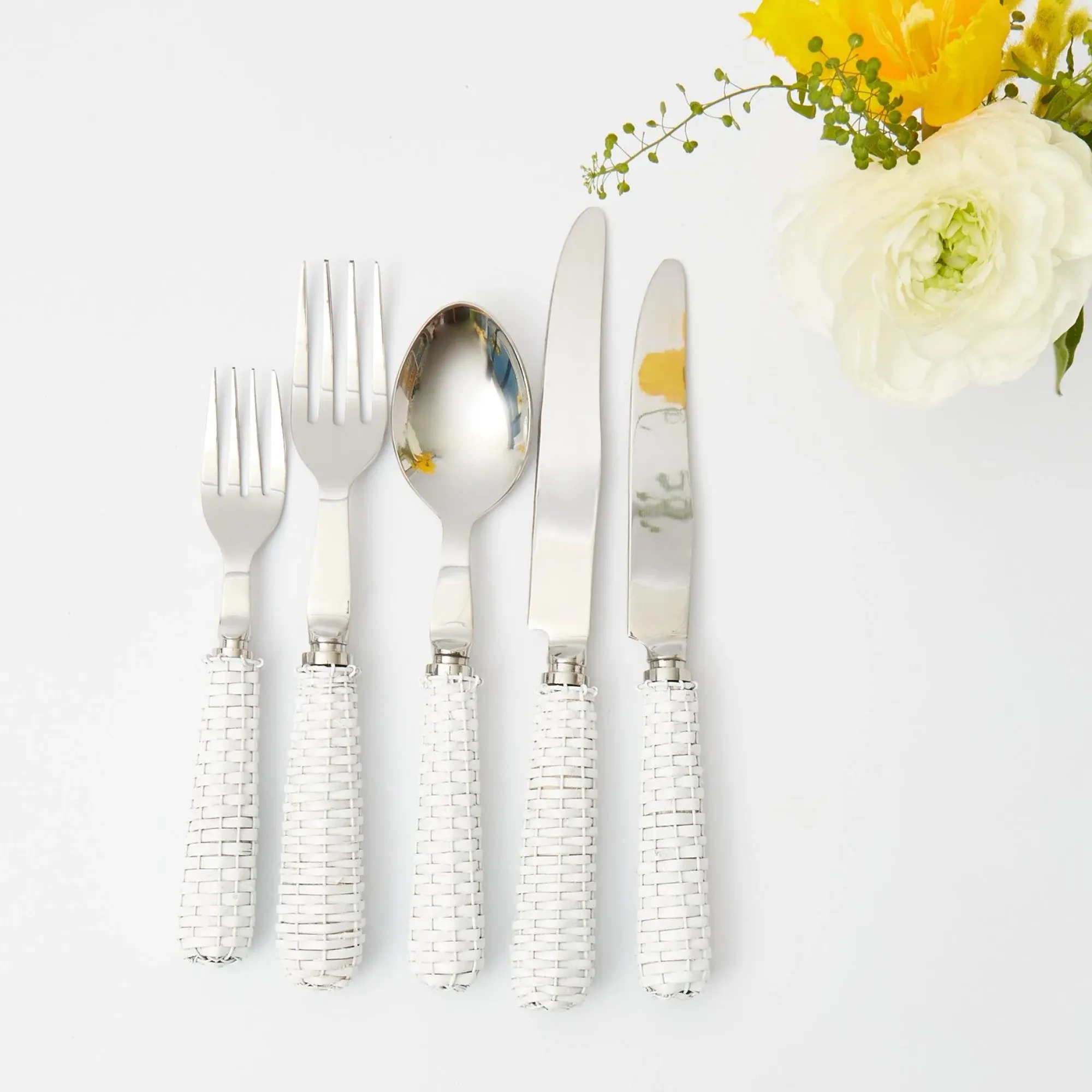 White Rattan Cutlery (5 Piece)|Mrs. Alice Outlet