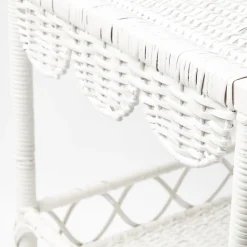 White Rattan Outdoor Side Table|Mrs. Alice Sale
