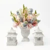 White Rattan Pagoda & Urn Vase Set|Mrs. Alice Outlet