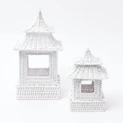 White Rattan Pagoda Lantern Set|Mrs. Alice Clearance
