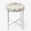 White Rattan Round Scalloped Tray With Stand|Mrs. Alice Hot