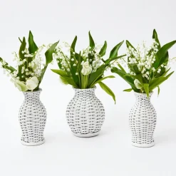 White Rattan Vase (Set Of 3)|Mrs. Alice Outlet