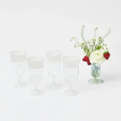 White Ribbon Wine Glasses (Set Of 4)|Mrs. Alice
