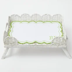White Scalloped Rattan Breakfast Tray|Mrs. Alice Discount