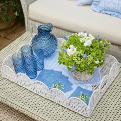 White Scalloped Rattan Tray|Mrs. Alice Best