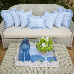 White Scalloped Rattan Tray|Mrs. Alice Best