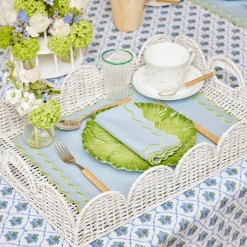 White Scalloped Rattan Tray|Mrs. Alice Hot