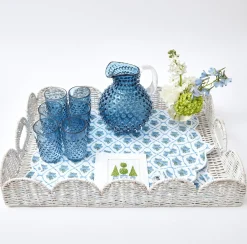 White Scalloped Rattan Tray|Mrs. Alice Hot