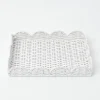 White Small Scalloped Rattan Tray|Mrs. Alice Discount