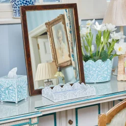 White Small Scalloped Rattan Tray|Mrs. Alice Discount