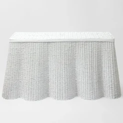 White Vivienne Rattan Scalloped Console Table|Mrs. Alice