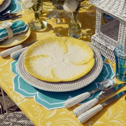 Yellow Capri Lettuce Dinner Plates (Set Of 4)|Mrs. Alice Best