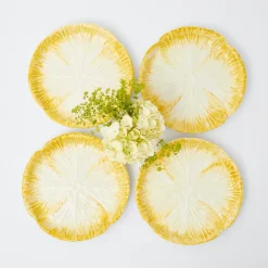 Yellow Capri Lettuce Starter Plates (Set Of 4)|Mrs. Alice Outlet
